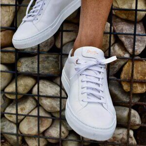 Good Man Brand Edge White Lo Top Sneaker Mono Nappa Leather Lace Men's SZ 13 NIB